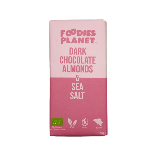 FOODIES-PLANET Dark Belgian Chocolate with crunchy Almonds and Sea Salt